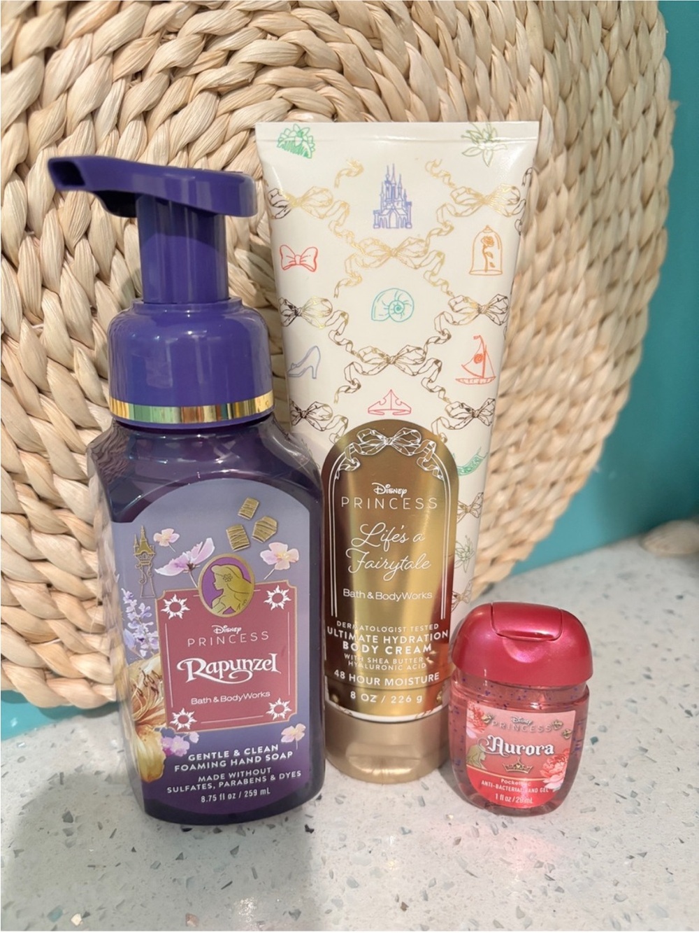 Bath & Body Works Disney Princess Body Cream, Rapunzel Soap, Aurora Sanitizer